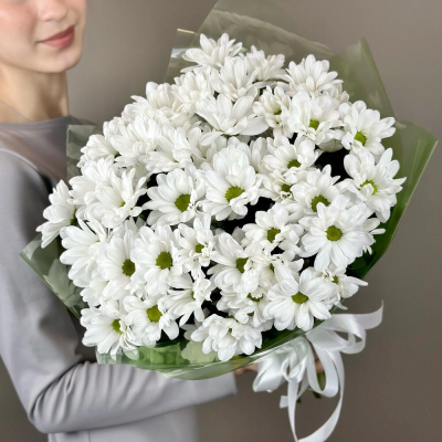 Букет «Мечты о лете» – свежесть белых хризантем Видное Московская область