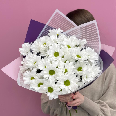 Букет «Весеннее настроение» – свежесть белых хризантем Видное Московская область