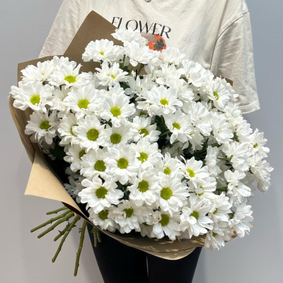 Букет «Летняя свежесть» – дыхание лета в белых хризантемах Видное Московская область
